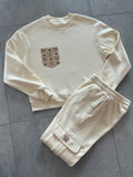 Frauen Pulli + Hose (beige, Hose kleine Applikation)