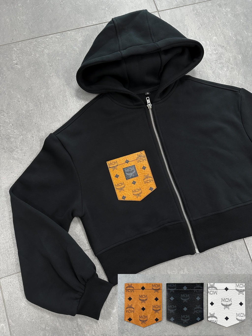 cropped Zip Jacke (schwarz, 3 Farben)