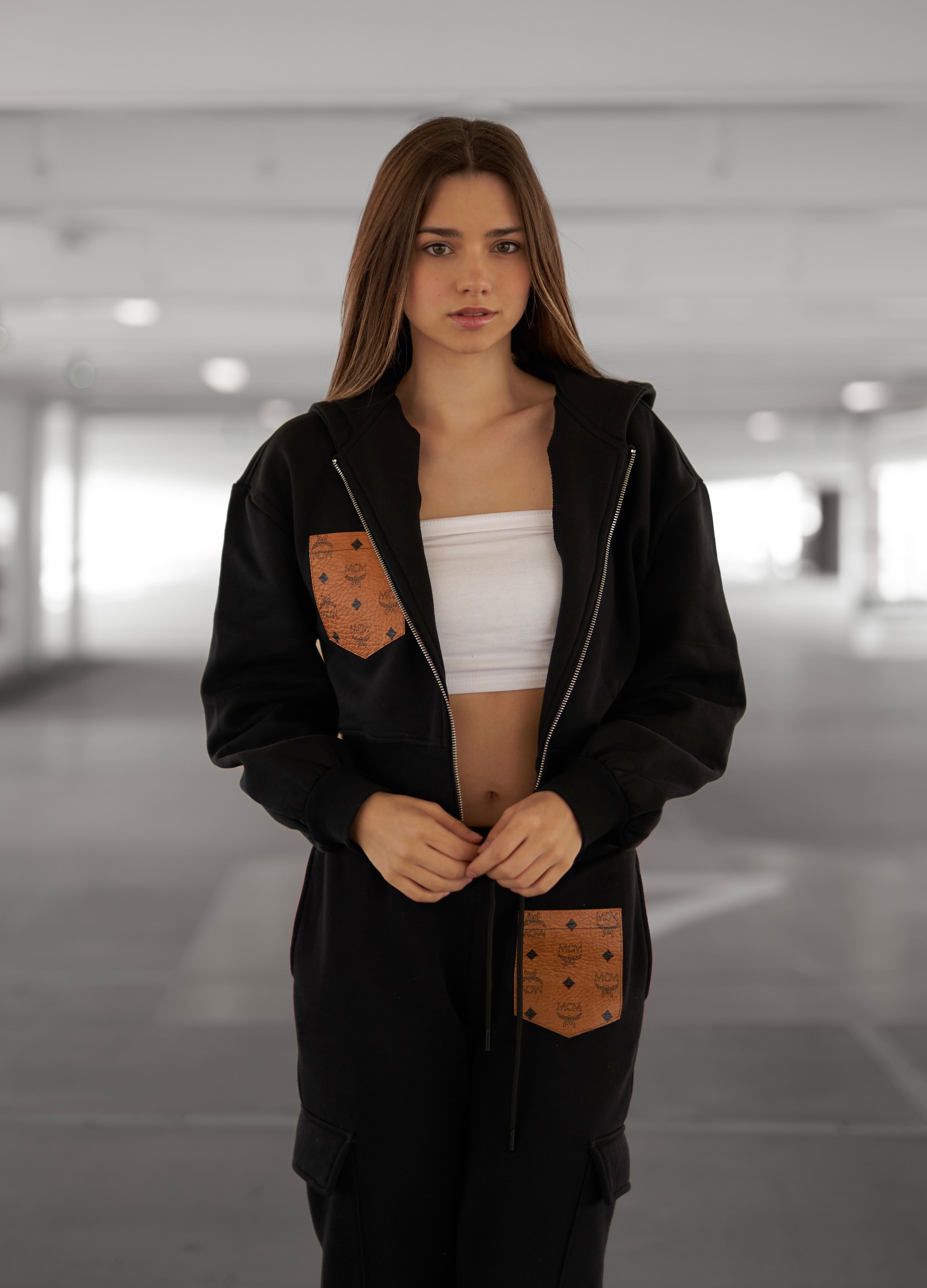 cropped Zip Jacke (schwarz, 3 Farben)