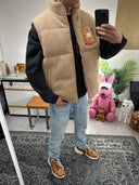 Herren Teddy Weste beige (mit Metallplakette)