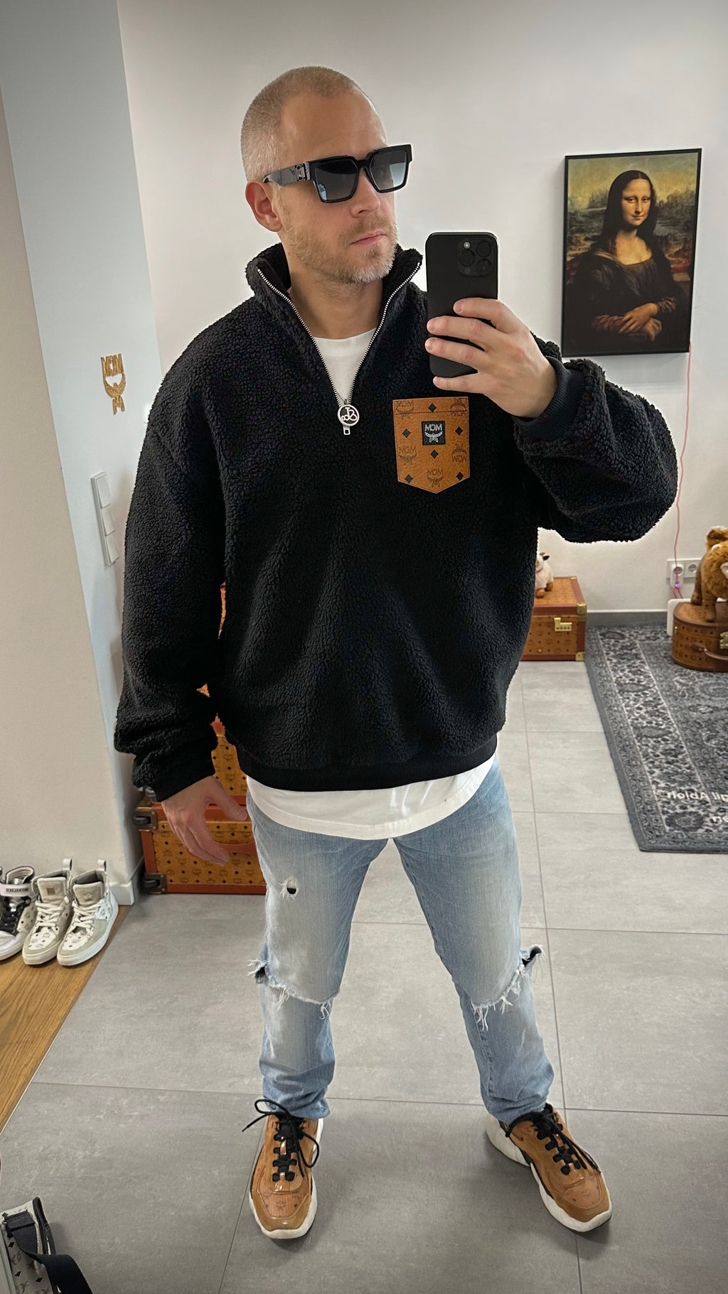 OVERSIZED Teddy Pulli (schwarz)