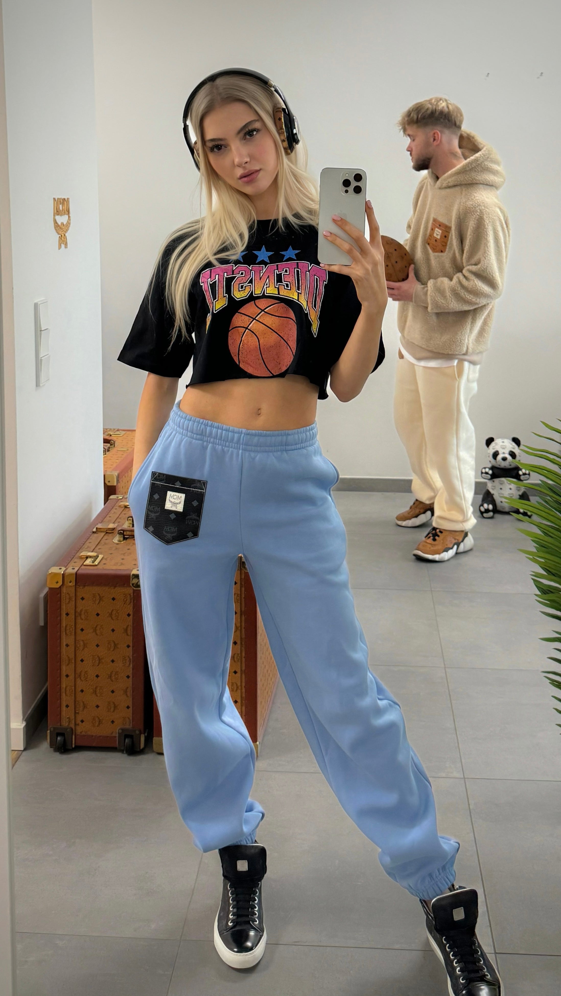 Frauen Fluffy Hose (Hellblau)